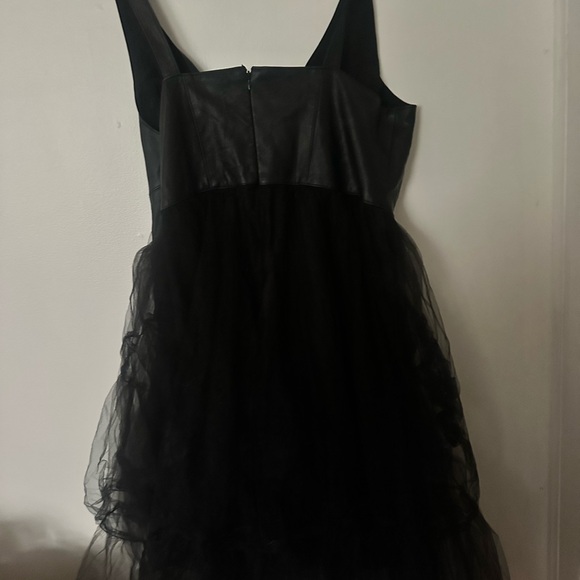 Anthropologie Black Dress- Leather too tulle bottom - Picture 6 of 8